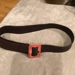 Miu Miu Dark Brown Belt with Red Buckle